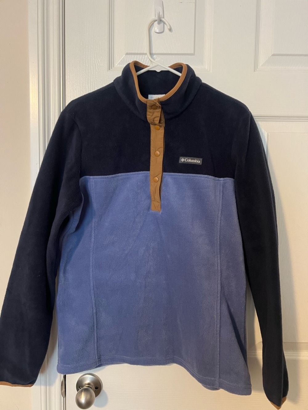 Columbia Men's Two-Tone Zip Fleece - Navy & Periwinkle with Brown Trim